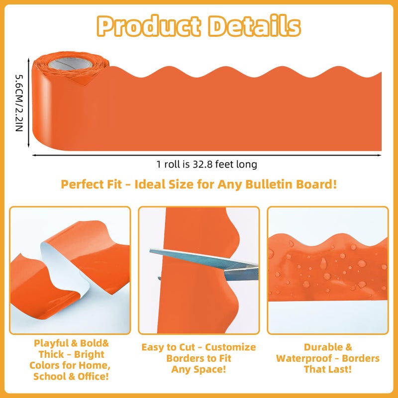 Bermoge 30 Rolls 984 Ft Fall Bulletin Board Borders - Autumn Thanksgiving Scalloped Border for Bulletin Board Trim - Teacher Borders Decoration for Classroom, School, Poster, Home, Office Decor (Orange) - Image 4
